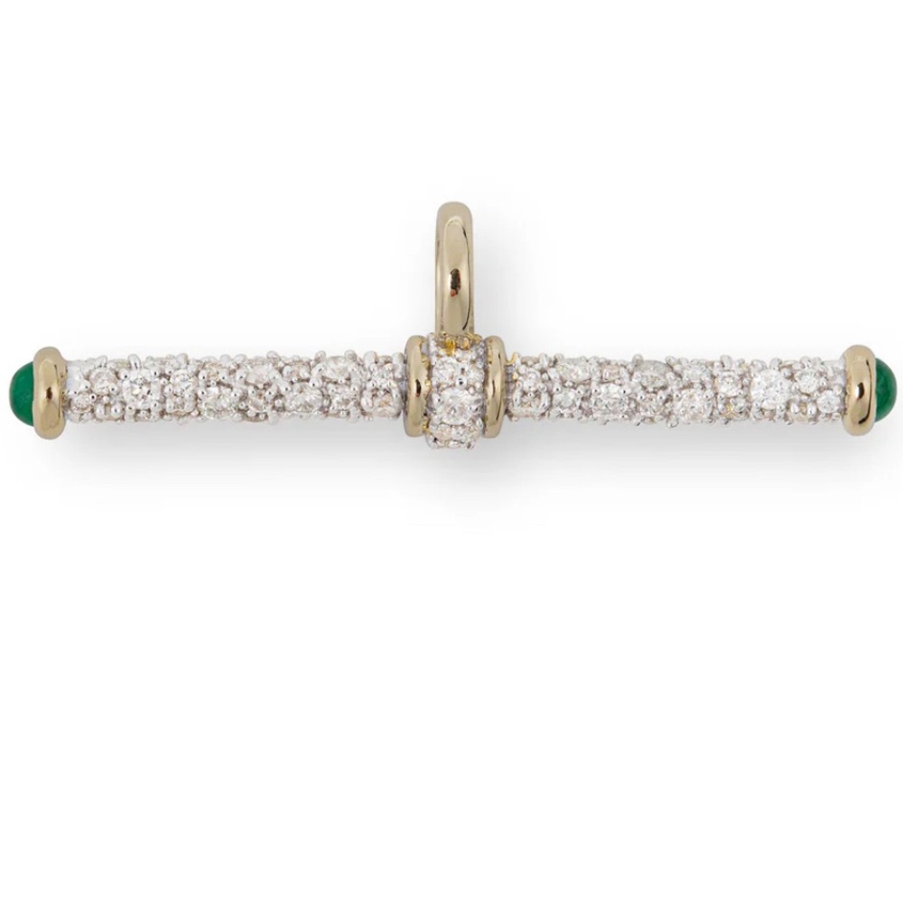 Gold Plated Jeweled Bar Charm Pendant- Custom Order
